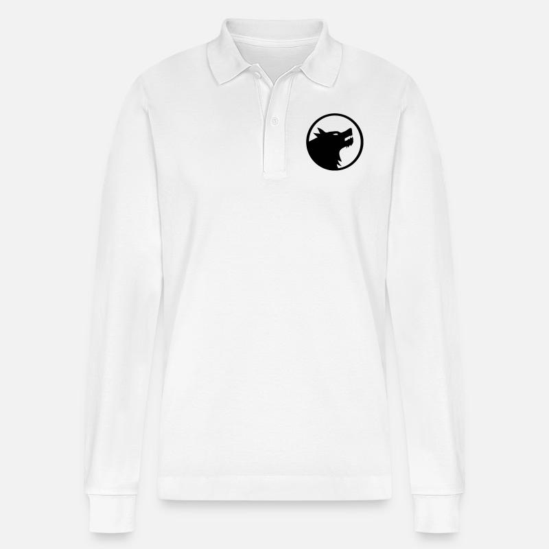 wolf_11a - Stanley/Stella Unisex Bio-Langarm-Poloshirt Prepster - Weiß