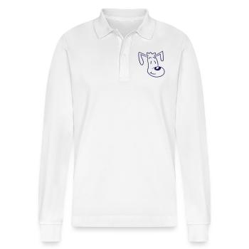 Hund Gesicht Kleiner Glücklicher Welpe Haustier - Stanley/Stella Unisex Bio-Langarm-Poloshirt Prepster - Weiß - Vorne - Anna (173cm) & Nico (186cm)