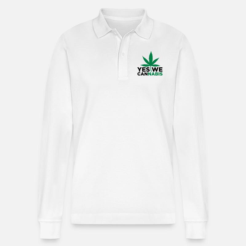 Yes We Cannabis! - Stanley/Stella Unisex Bio-Langarm-Poloshirt Prepster - Weiß
