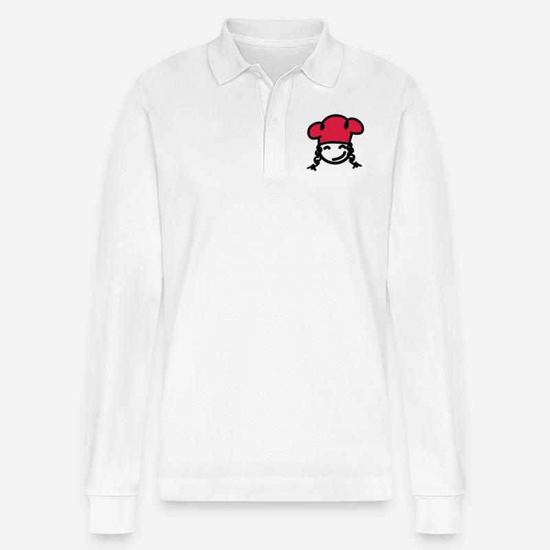 Köchin Mädchen - Stanley/Stella Unisex Bio-Langarm-Poloshirt Prepster - Weiß