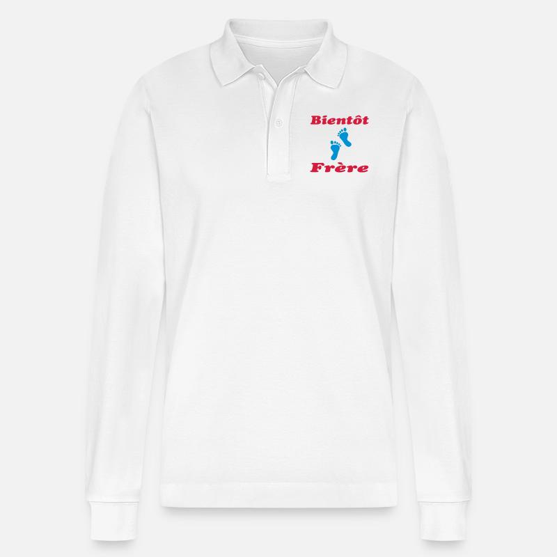 Bald ein Bruder - Stanley/Stella Unisex Bio-Langarm-Poloshirt Prepster - Weiß