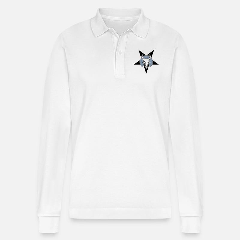 goat head star - Stanley/Stella Unisex Bio-Langarm-Poloshirt Prepster - Weiß