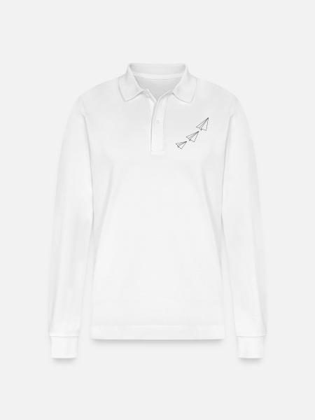 Papierflieger - Stanley/Stella Unisex Bio-Langarm-Poloshirt Prepster - Weiß