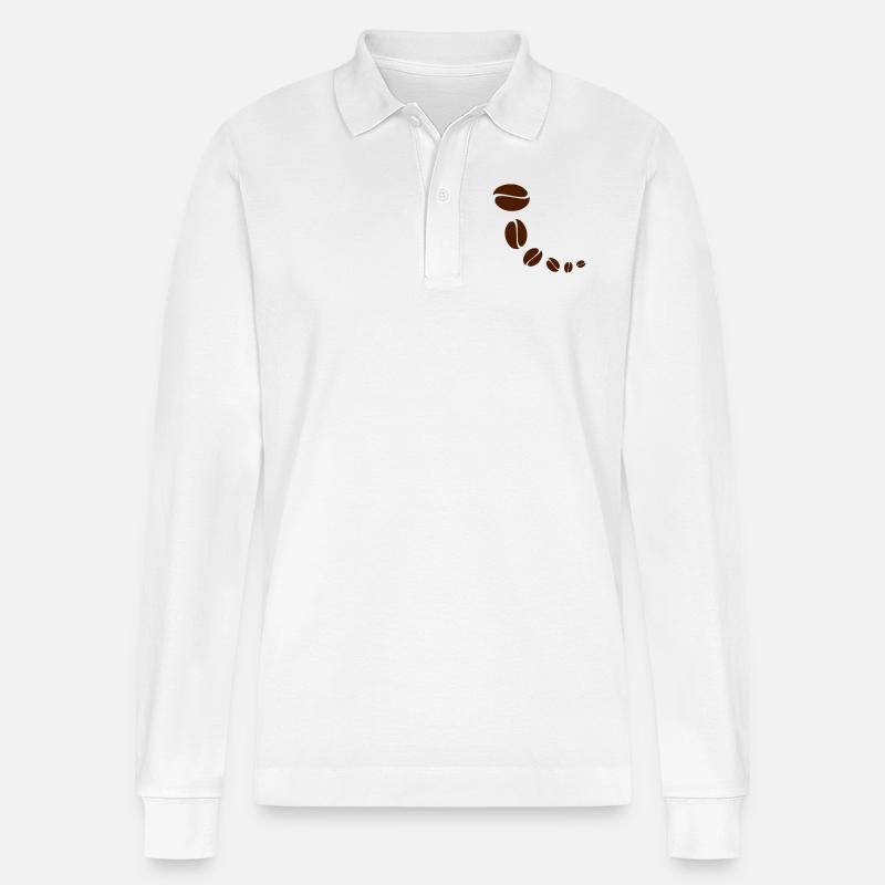 Coffee Beans - Stanley/Stella Unisex Bio-Langarm-Poloshirt Prepster - Weiß