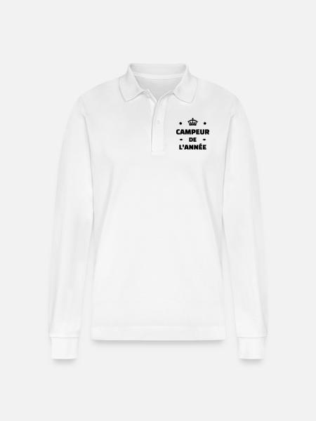 Camping / Camper / Campeur / Camp / Scout - Stanley/Stella Organic Unisex Long-Sleeved Polo Shirt Prepster - white