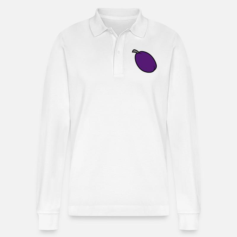 Pflaume - Stanley/Stella Unisex Bio-Langarm-Poloshirt Prepster - Weiß