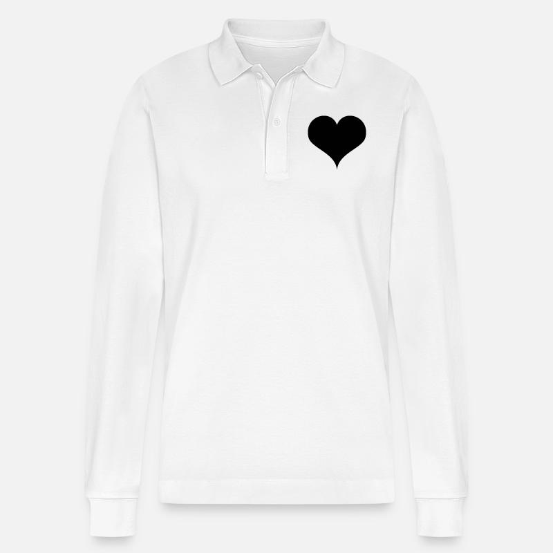 Herz - Stanley/Stella Unisex Bio-Langarm-Poloshirt Prepster - Weiß