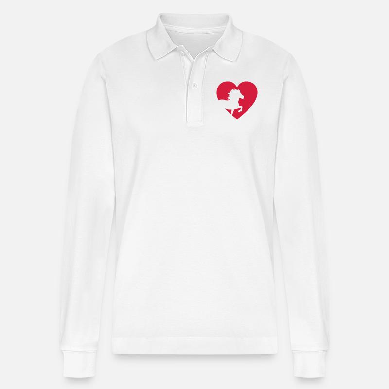 Islandpferd - Stanley/Stella Unisex Bio-Langarm-Poloshirt Prepster - Weiß