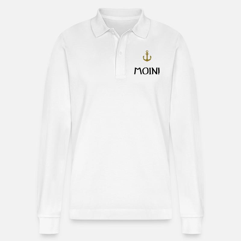 MOIN Anker 2-- - Stanley/Stella Unisex Bio-Langarm-Poloshirt Prepster - Weiß