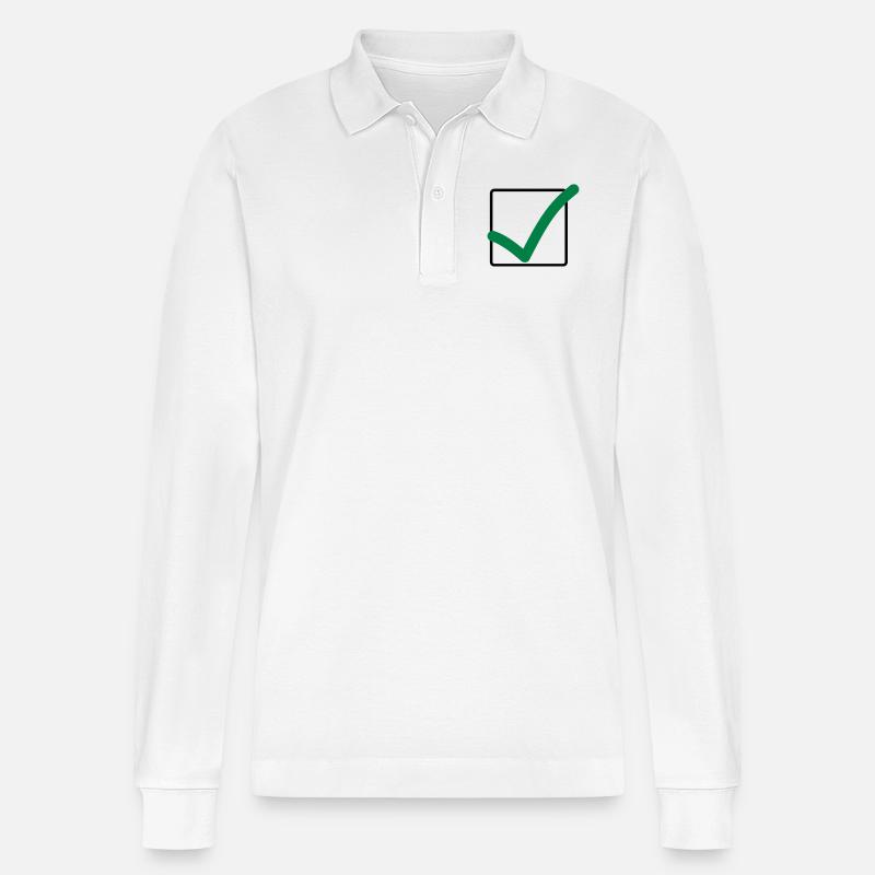 haekchen_02 - Stanley/Stella Unisex Bio-Langarm-Poloshirt Prepster - Weiß