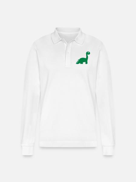 Dinosaurier - Stanley/Stella Unisex Bio-Langarm-Poloshirt Prepster - Weiß