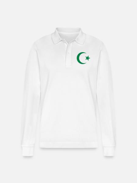Star & Crescent - Stanley/Stella Organic Unisex Long-Sleeved Polo Shirt Prepster - white