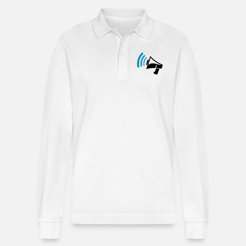Megaphon Geschenk - Stanley/Stella Unisex Bio-Langarm-Poloshirt Prepster - Weiß