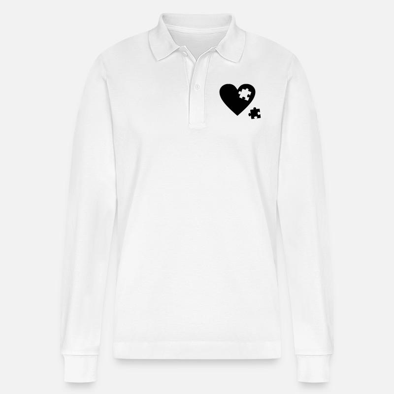 cuore Puzzle - Polo a manica lunga ecologica unisex Prepster di Stanley/Stella - bianco