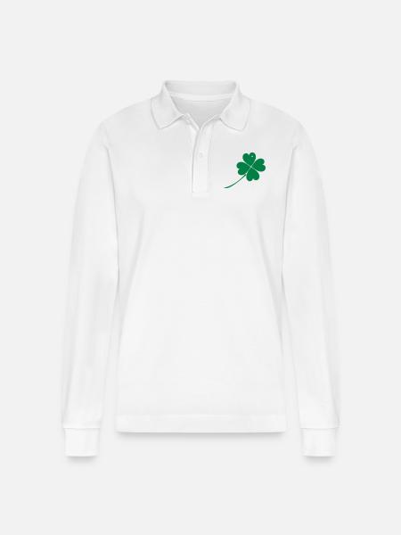 Herz-Kleeblatt - Stanley/Stella Unisex Bio-Langarm-Poloshirt Prepster - Weiß