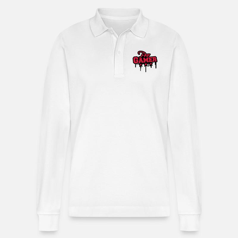 Pro Gamer Graffiti - Stanley/Stella Unisex Bio-Langarm-Poloshirt Prepster - Weiß