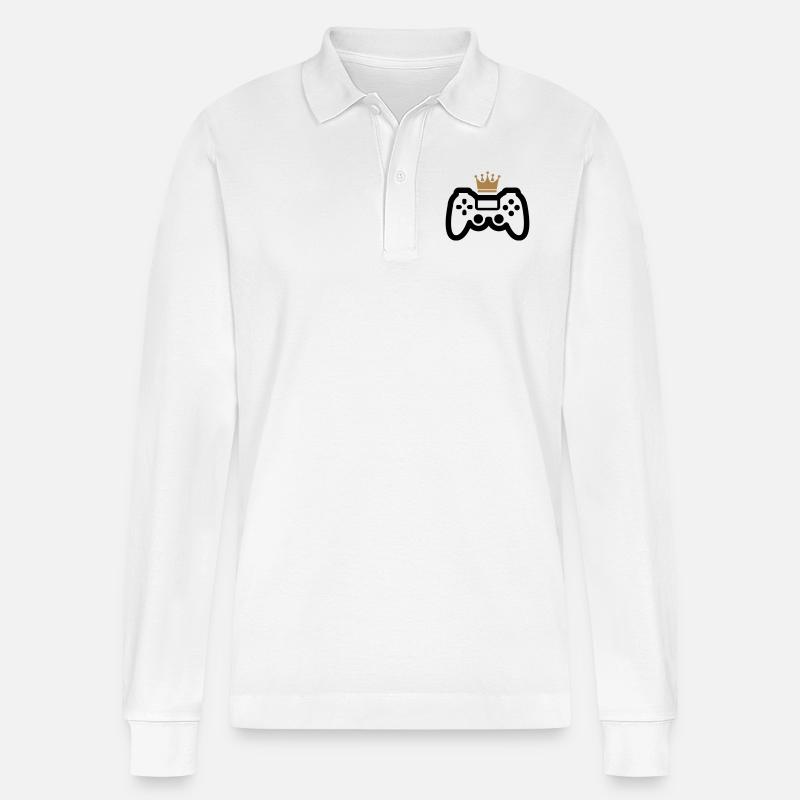 game king - Stanley/Stella Unisex Bio-Langarm-Poloshirt Prepster - Weiß