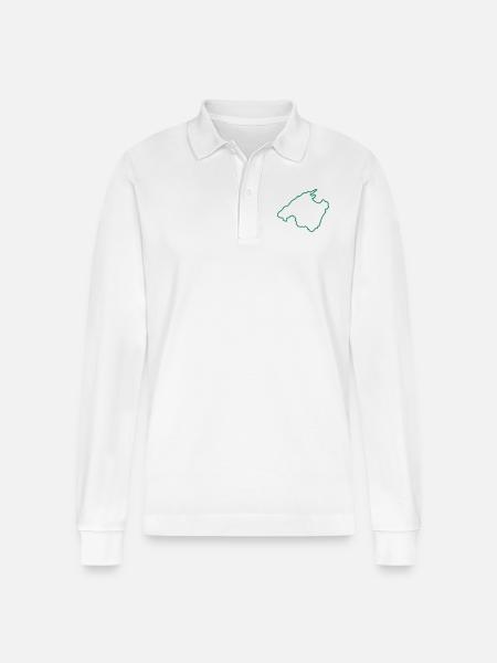 Mallorca Map Outline - Stanley/Stella Organic Unisex Long-Sleeved Polo Shirt Prepster - white