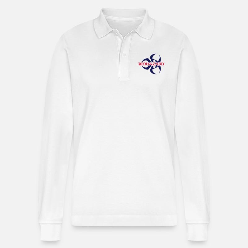 Biohazard__V006 - Stanley/Stella Unisex Bio-Langarm-Poloshirt Prepster - Weiß