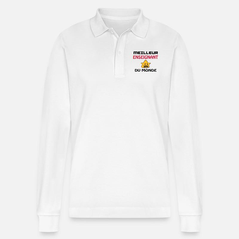 BESTER LEHRER DER WELT - Stanley/Stella Unisex Bio-Langarm-Poloshirt Prepster - Weiß