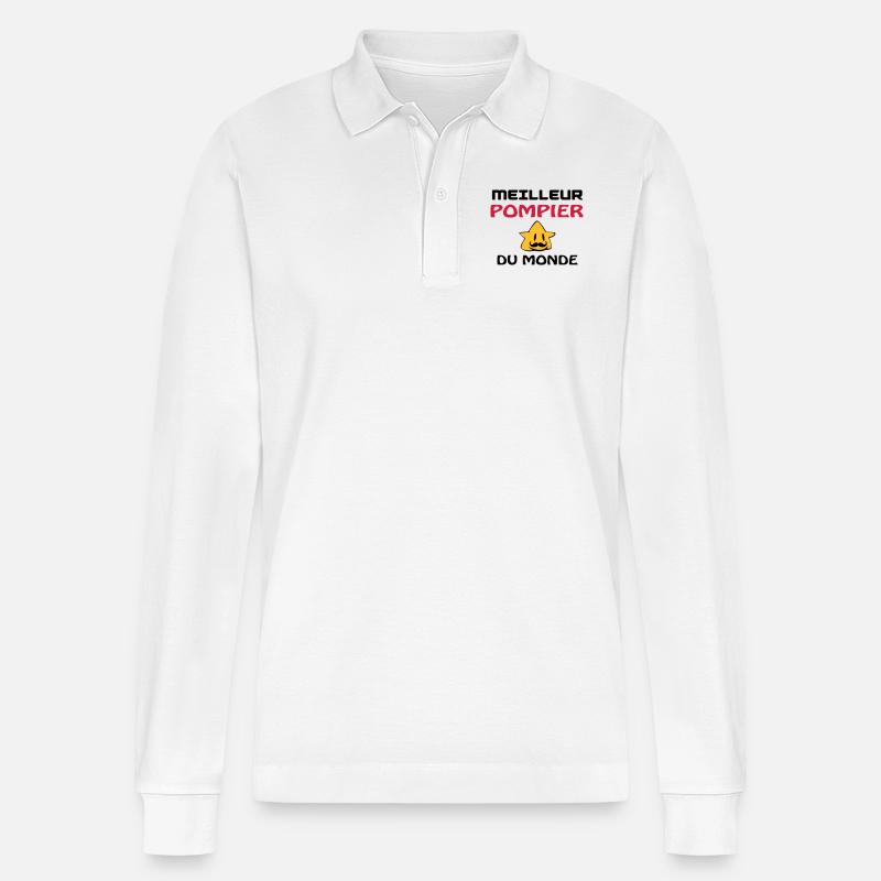 MEILLEUR POMPIER DU MONDE - Polo à manches longues bio PREPSTER Stanley/Stella Unisexe - blanc