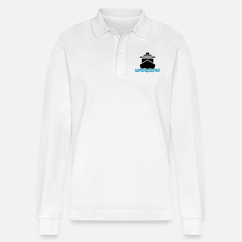schiff_design_qa2 - Stanley/Stella Unisex Bio-Langarm-Poloshirt Prepster - Weiß
