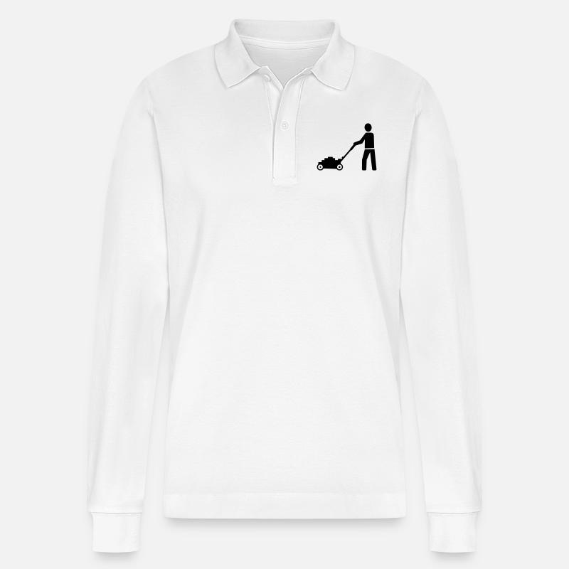 Rasenmäher - Stanley/Stella Unisex Bio-Langarm-Poloshirt Prepster - Weiß