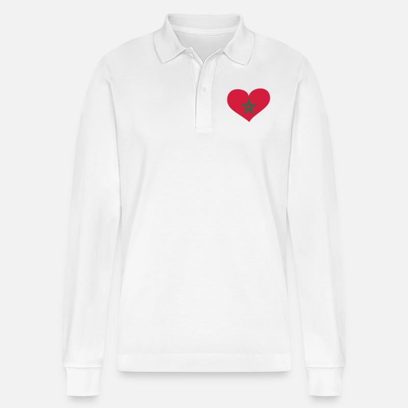 Marokko Herz; Heart Morocco - Polo à manches longues bio PREPSTER Stanley/Stella Unisexe - blanc