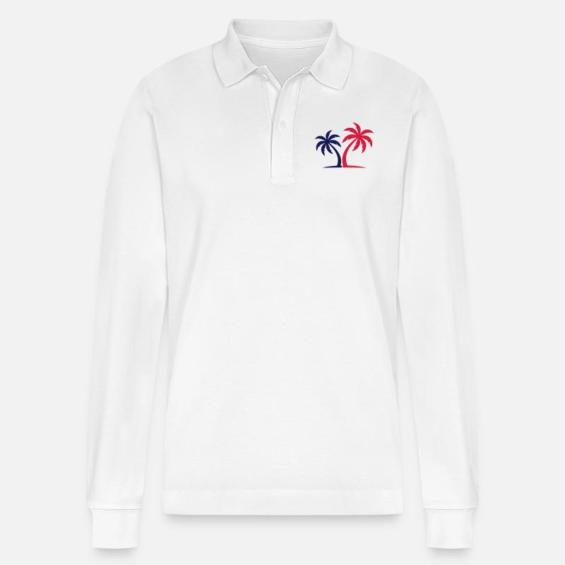 Île symbole de palmier - Polo à manches longues bio PREPSTER Stanley/Stella Unisexe - blanc