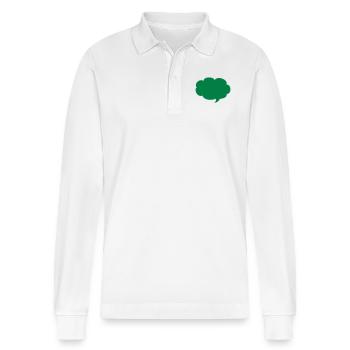 Cartoon speech bubble - Stanley/Stella Organic Unisex Long-Sleeved Polo Shirt Prepster - white - Front - Anna (173cm) & Nico (186cm)