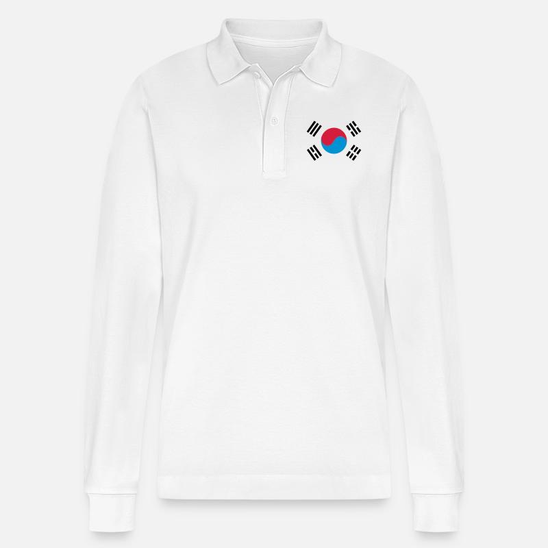 South Korea - Stanley/Stella Unisex Bio-Langarm-Poloshirt Prepster - Weiß