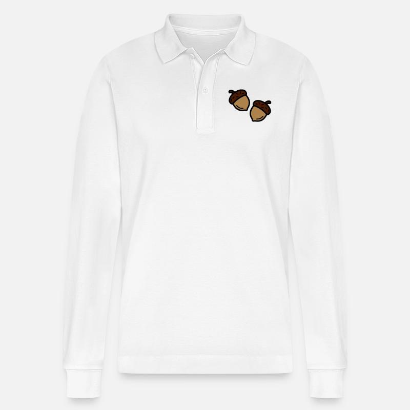 Eichel Herbst Eiche - Stanley/Stella Unisex Bio-Langarm-Poloshirt Prepster - Weiß