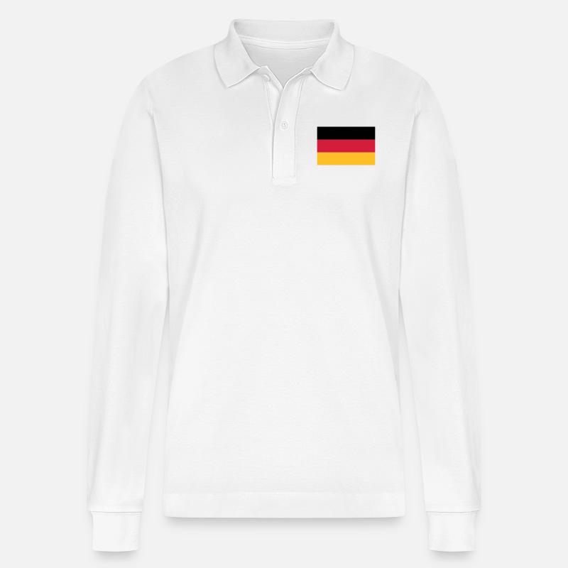 fahne_ger - Stanley/Stella Unisex Bio-Langarm-Poloshirt Prepster - Weiß