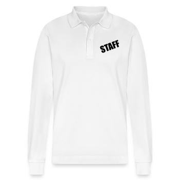 Staff - Stanley/Stella Organic Unisex Long-Sleeved Polo Shirt Prepster - white - Front - Anna (173cm) & Nico (186cm)
