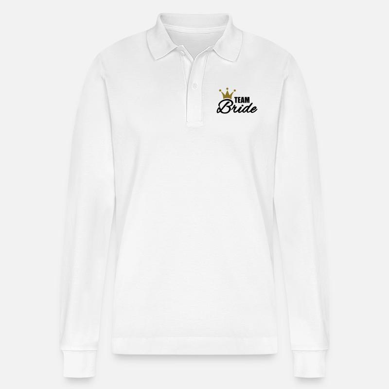 Team Bride - Stanley/Stella Unisex Bio-Langarm-Poloshirt Prepster - Weiß