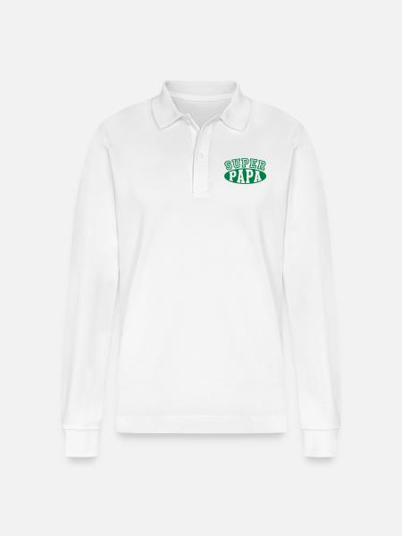 Super Papa - Stanley/Stella Organic Unisex Long-Sleeved Polo Shirt Prepster - white