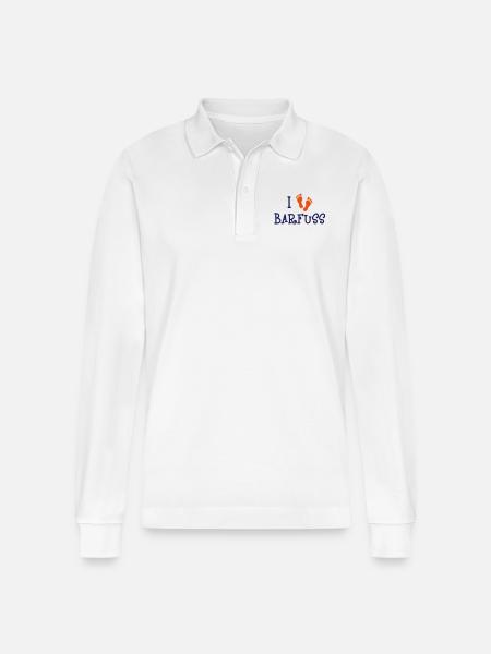 I Love Barfuss - Stanley/Stella Unisex Bio-Langarm-Poloshirt Prepster - Weiß