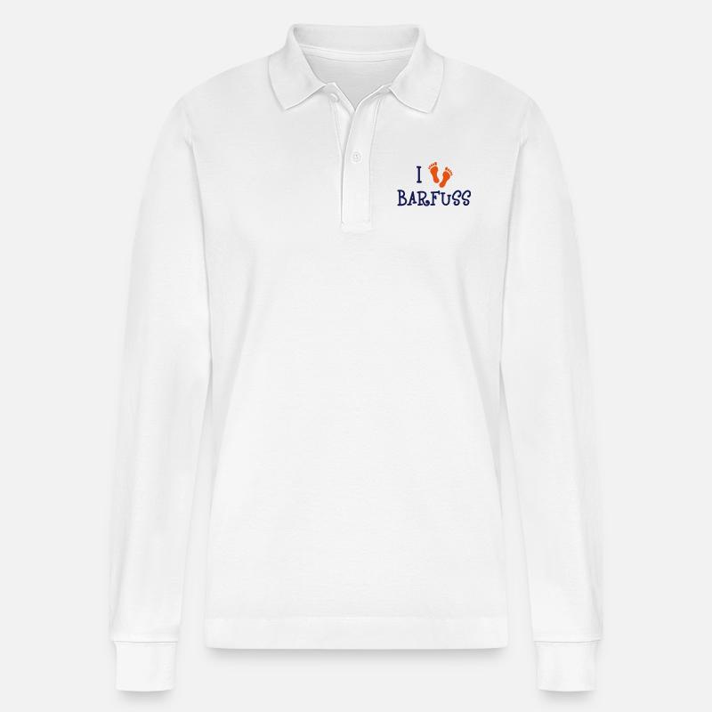I Love Barfuss - Stanley/Stella Unisex Bio-Langarm-Poloshirt Prepster - Weiß