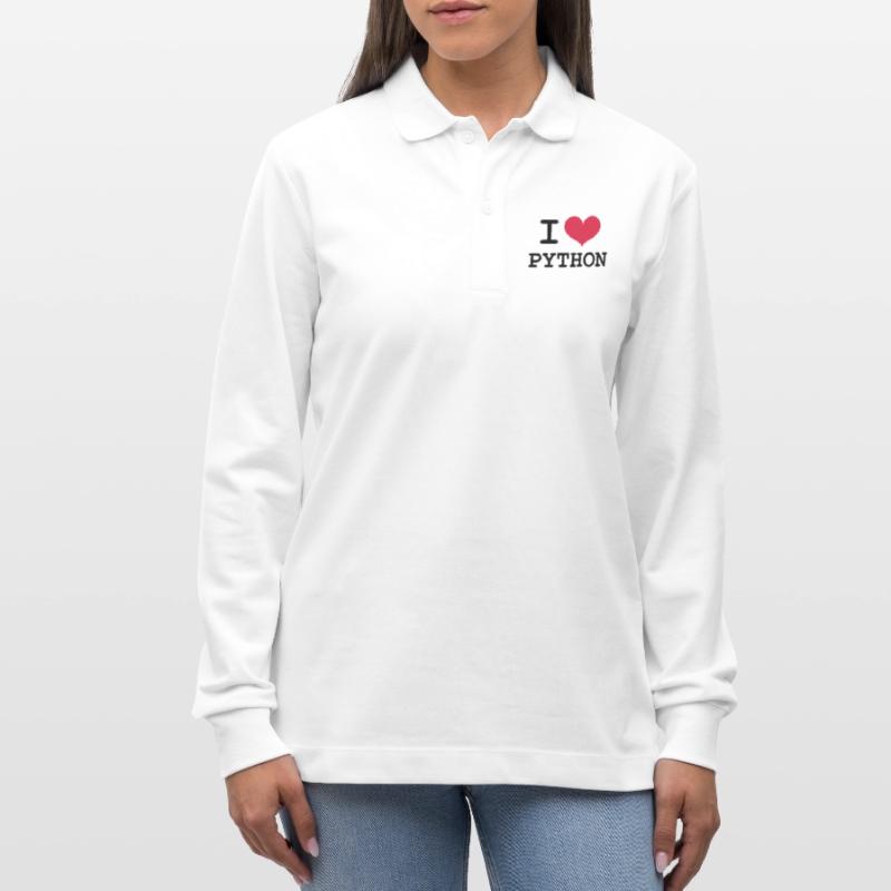 I Love Python [Developer / Geek] Stanley/Stella Organic Unisex Long-Sleeved Polo Shirt Prepster