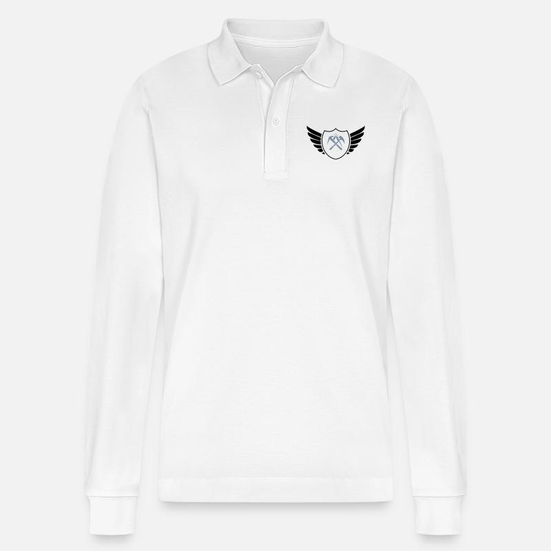 wappen shield dachdecker - Stanley/Stella Unisex Bio-Langarm-Poloshirt Prepster - Weiß