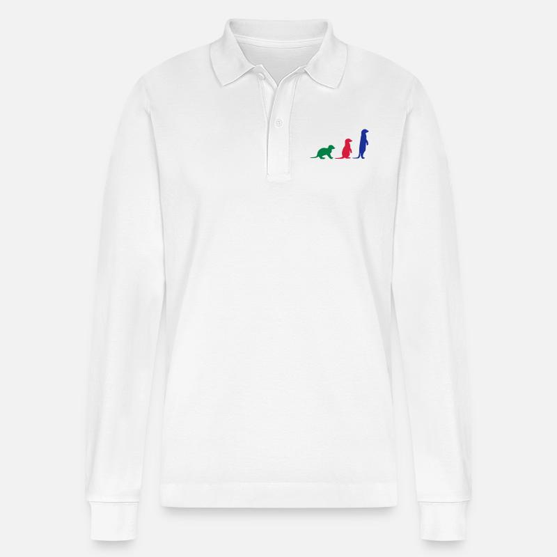 Erdmännchen drei vektor - Stanley/Stella Unisex Bio-Langarm-Poloshirt Prepster - Weiß