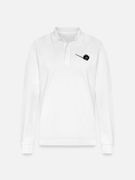 Maßband_2_g1 - Stanley/Stella Unisex Bio-Langarm-Poloshirt Prepster - Weiß