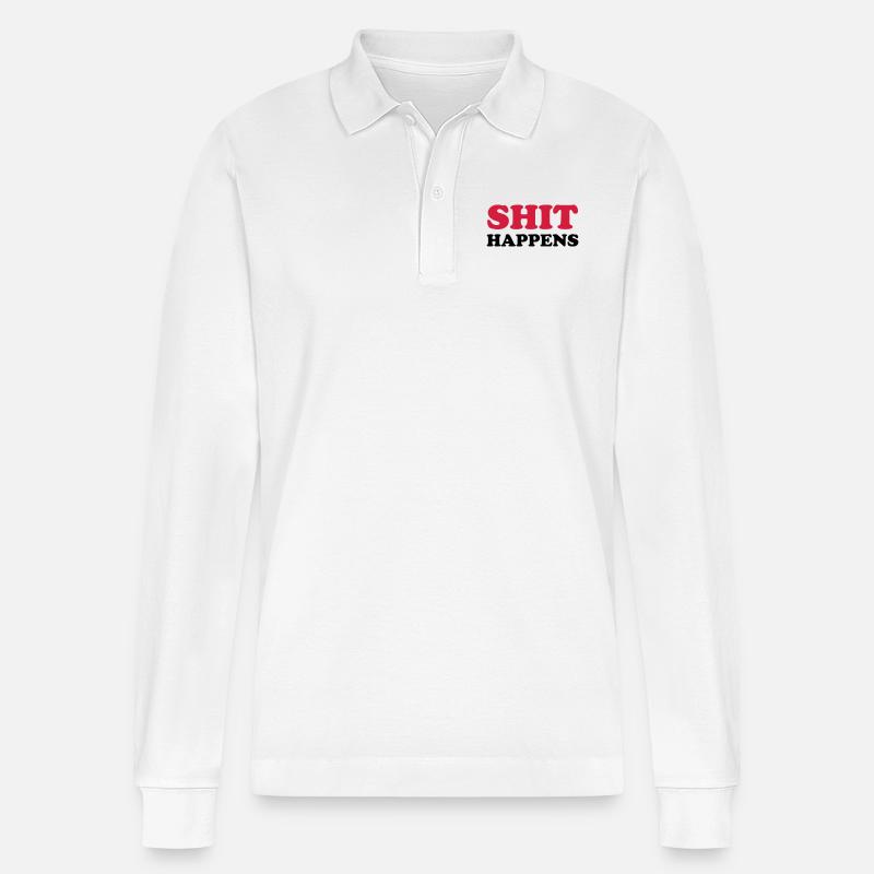 SHIT HAPPENS - Stanley/Stella Unisex Bio-Langarm-Poloshirt Prepster - Weiß