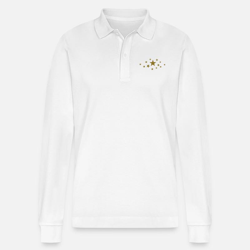 Sterne - Stanley/Stella Unisex Bio-Langarm-Poloshirt Prepster - Weiß