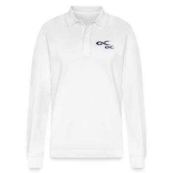 Fische - Stanley/Stella Unisex Bio-Langarm-Poloshirt Prepster - Weiß - Vorne - Anna (173cm) & Nico (186cm)