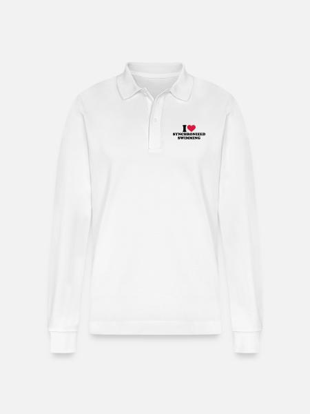 I love Synchronized Swimming - Stanley/Stella Organic Unisex Long-Sleeved Polo Shirt Prepster - white