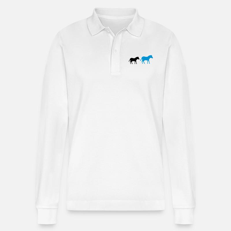 pferd pony 2 - Stanley/Stella Unisex Bio-Langarm-Poloshirt Prepster - Weiß