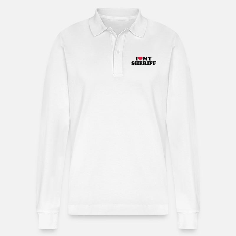 Sheriff - Polo a manica lunga ecologica unisex Prepster di Stanley/Stella - bianco