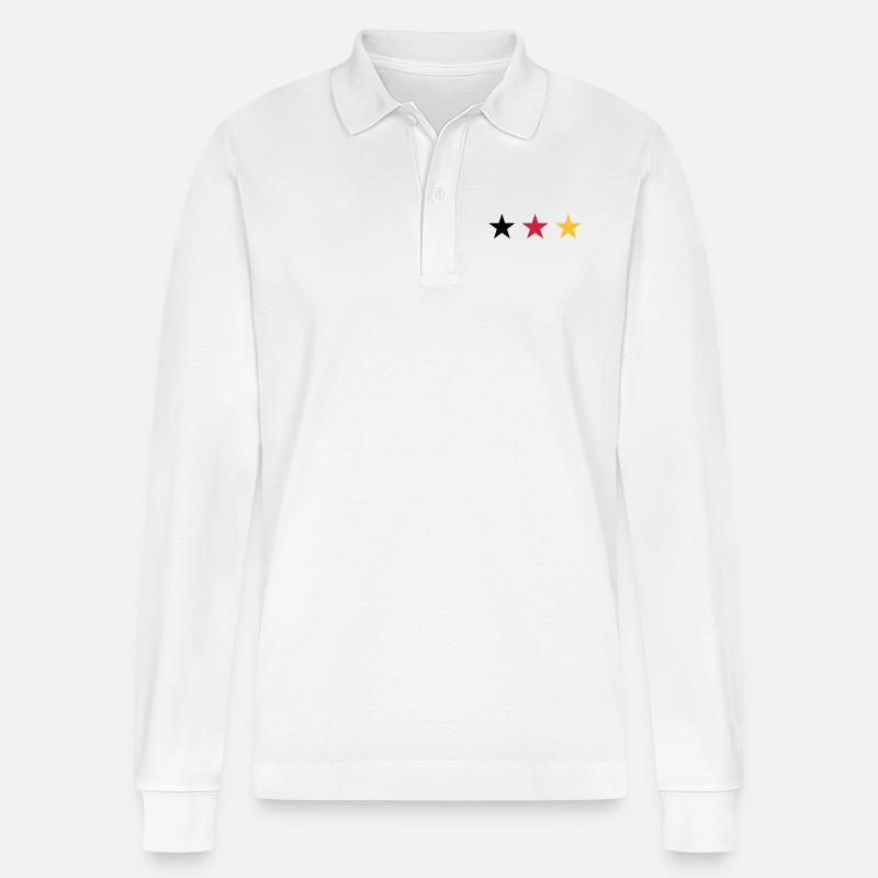 Trois étoiles drapeau Allemagne - Polo à manches longues bio PREPSTER Stanley/Stella Unisexe - blanc