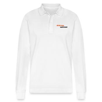 alcohol - Stanley/Stella Organic Unisex Long-Sleeved Polo Shirt Prepster - white - Front - Anna (173cm) & Nico (186cm)